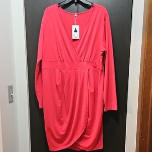 Elegant Red Long Sleeve Dress